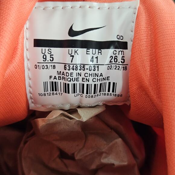 Nike Air Huarache Run Women’s 9.5 634835-031 Vast Grey Black-Rush Coral Orange - Picture 8 of 9